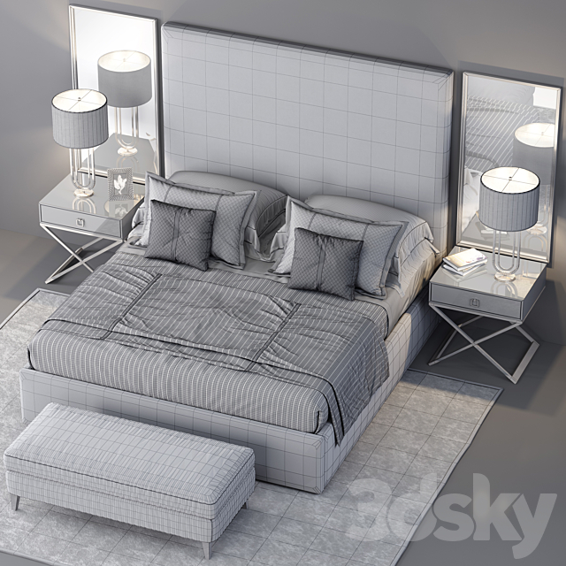 RH Sullivan Upholstered Platform Bed 3DSMax File - thumbnail 3