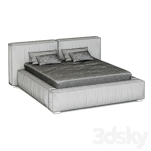 RH Teen Sona Upholstered Platform Bed 3ds Max - thumbnail 2