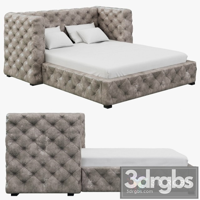 RH Tribeca Tufted Leather Plaform Bed 3dsmax Download - thumbnail 1