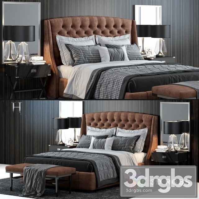 RH Warner Tufted Bed 3dsmax Download - thumbnail 1