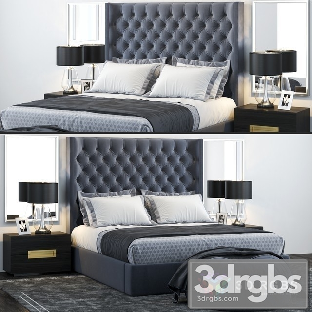 RH Zadie Tufted Bed 3dsmax Download - thumbnail 1