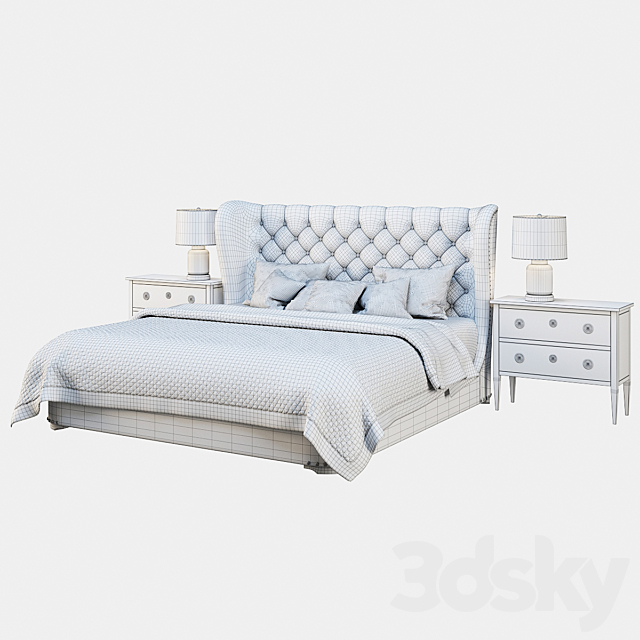 RH_CHURCHILL FABRIC SLEIGH BED 3DS Max Model - thumbnail 3