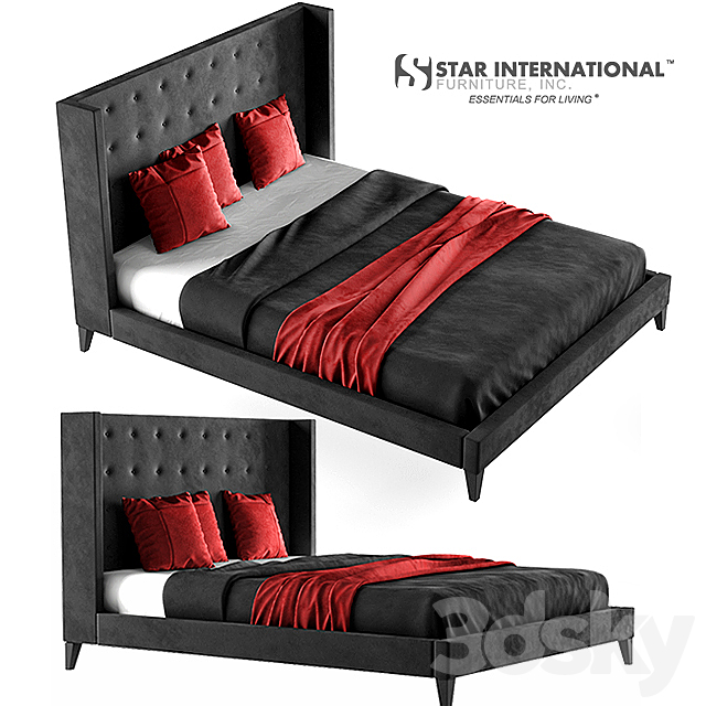 Rialto Wingback Platform Bed 3DSMax File - thumbnail 1