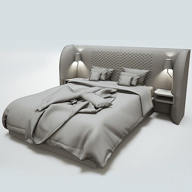 Rochebobois Cherche Midi bed 3DS Max Model - thumbnail 3