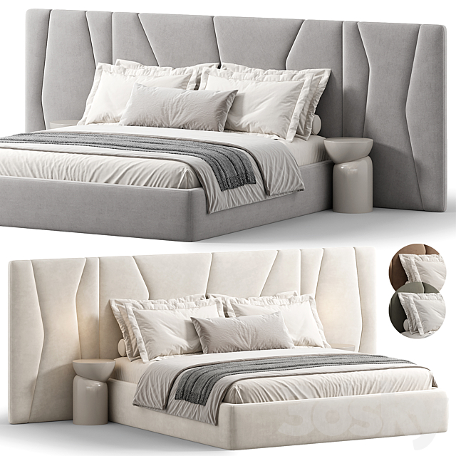 Rossio Beige Double Bed 3ds Max - thumbnail 1