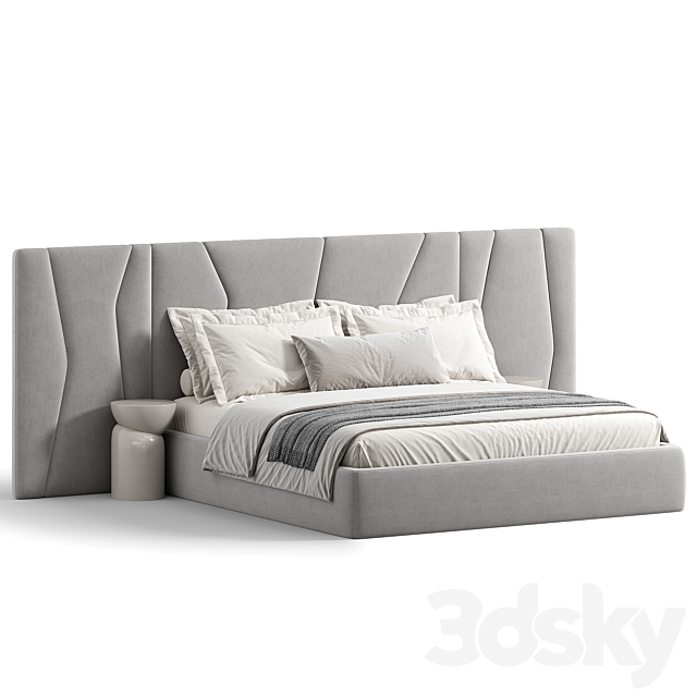 Rossio Beige Double Bed 3ds Max - thumbnail 2