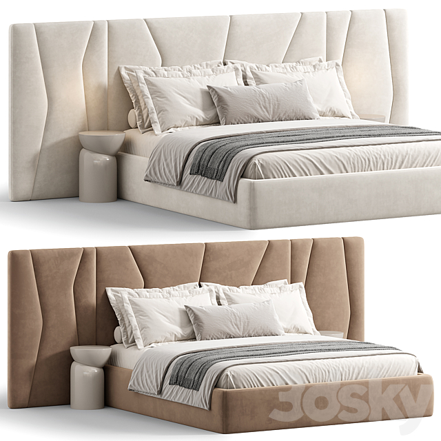 Rossio Beige Double Bed 3ds Max - thumbnail 3