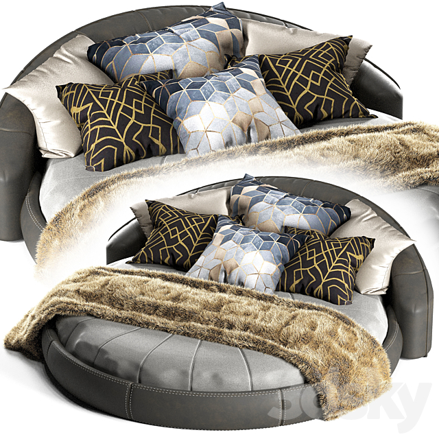 round bed 3DS Max Model - thumbnail 2