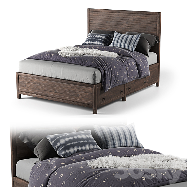 Rowan queen bed 3DSMax File - thumbnail 1