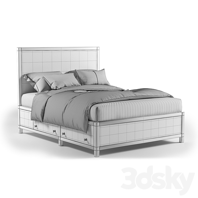 Rowan queen bed 3DSMax File - thumbnail 3