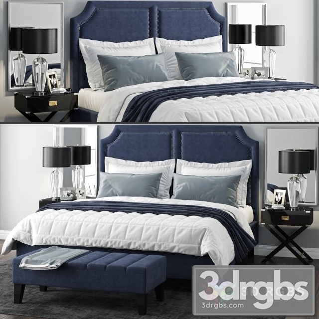 Sanibel Queen Upholstered Bed 3dsmax Download - thumbnail 1