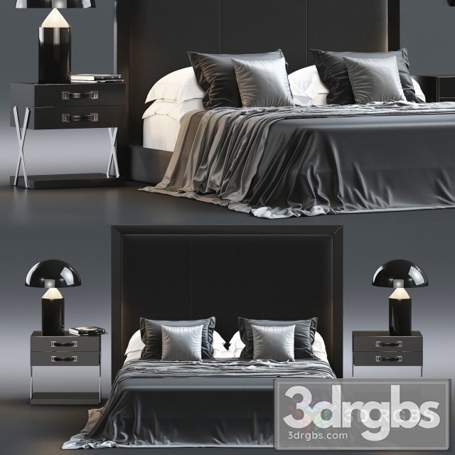 SC Moderm Black Bed 3dsmax Download - thumbnail 1