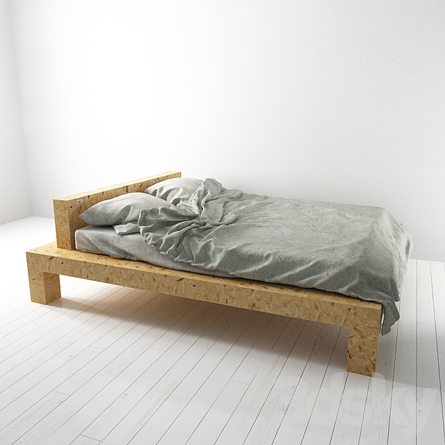 Scandinavian bed 3DS Max Model - thumbnail 2