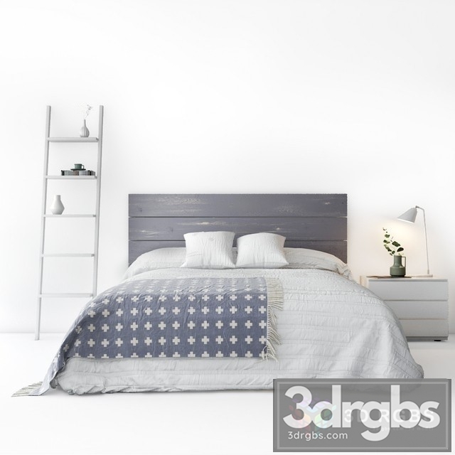 Scandinavian Bed Set 2 3dsmax Download - thumbnail 1