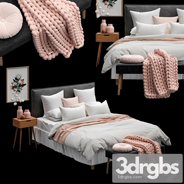 Scandinavian Bedroom Set 01  3dsmax Download - thumbnail 1