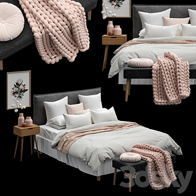 Scandinavian Bedroom Set 01 3DSMax File - thumbnail 1