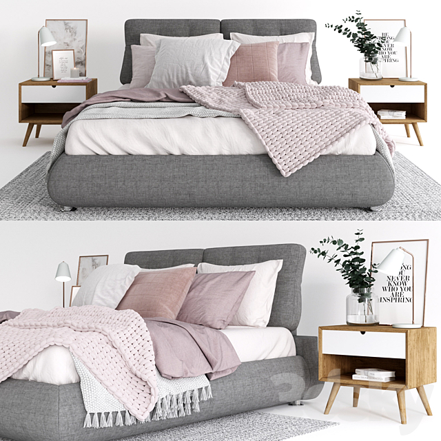 Scandinavian bedroom set 01 3DSMax File - thumbnail 1