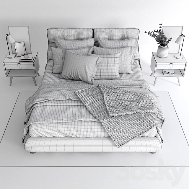 Scandinavian bedroom set 01 3DSMax File - thumbnail 3