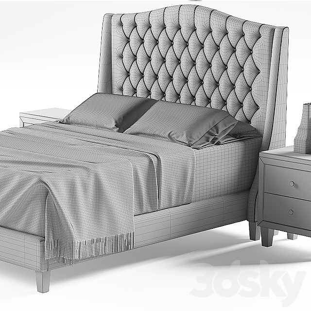 Scarlett Tufted Bed 3DSMax File - thumbnail 2