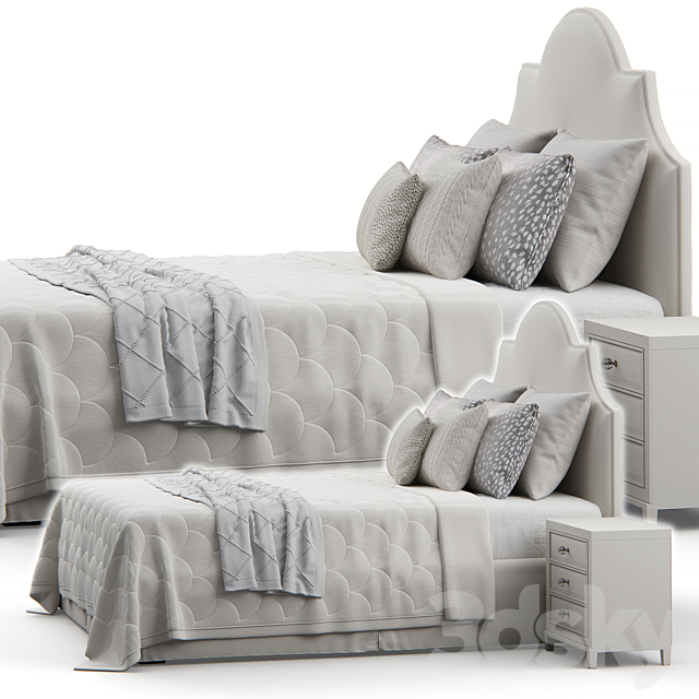 Sedgefield Headboard Upholstered Bed 3DSMax File - thumbnail 3