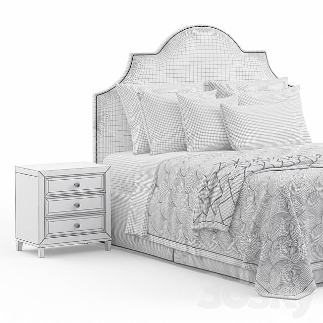 Sedgefield Headboard Upholstered Bed 3DSMax File - thumbnail 4