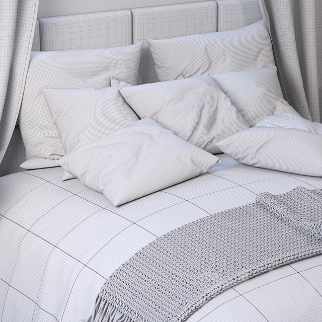 Set of bed linen with decor 3ds Max - thumbnail 3