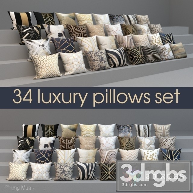 Set Of Luxury 34 Pillows Set Of 34 Pillows 3dsmax Download - thumbnail 1