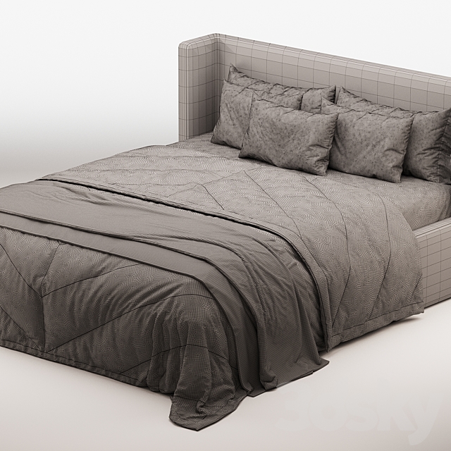 Shelter Upholstered Classic Bed 3ds Max - thumbnail 3