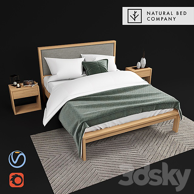 Shetland – bed with padded headboard 3DSMax File - thumbnail 1