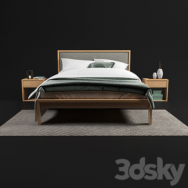 Shetland – bed with padded headboard 3DSMax File - thumbnail 2