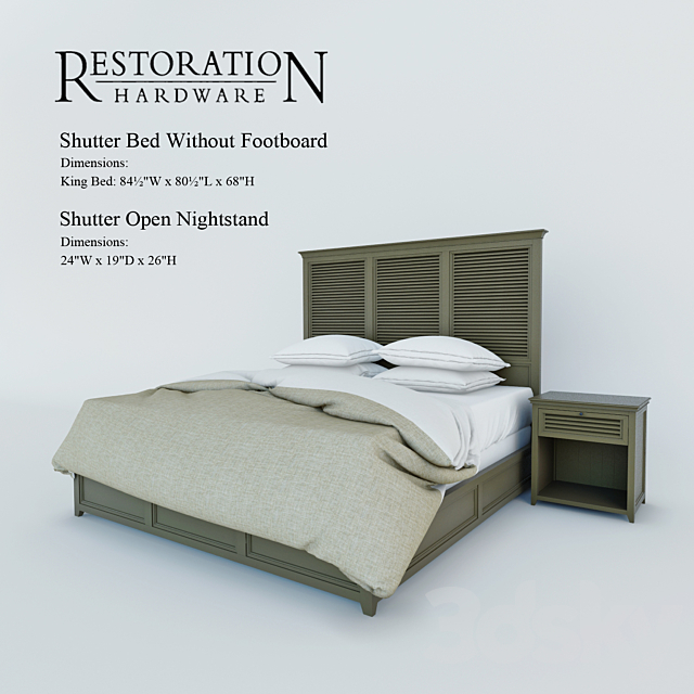 Shutter Bed Without Footboard 3DSMax File - thumbnail 1