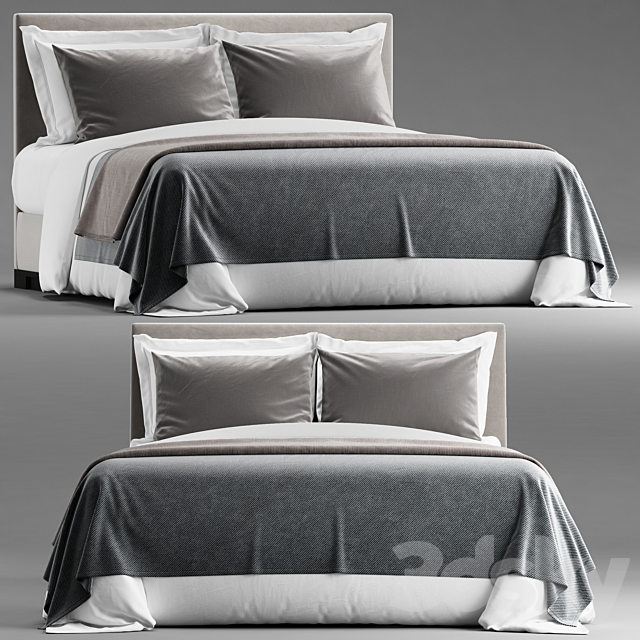 Simple bed for hotel room 2 3DSMax File - thumbnail 3