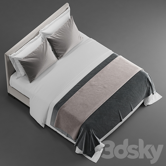 Simple bed for hotel room 2 3DSMax File - thumbnail 4