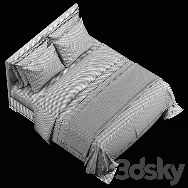 Simple bed for hotel room 2 3DSMax File - thumbnail 5