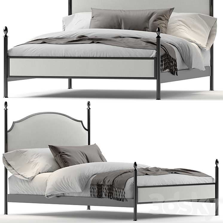 Sinead queen bed 3DS Max Model - thumbnail 1