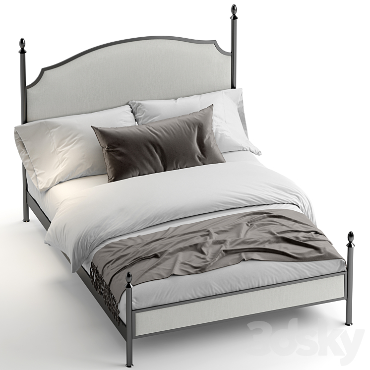 Sinead queen bed 3DS Max Model - thumbnail 2