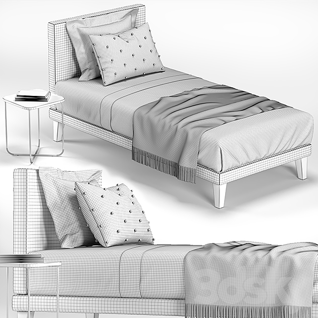 SINGLE BED 06 3ds Max - thumbnail 2