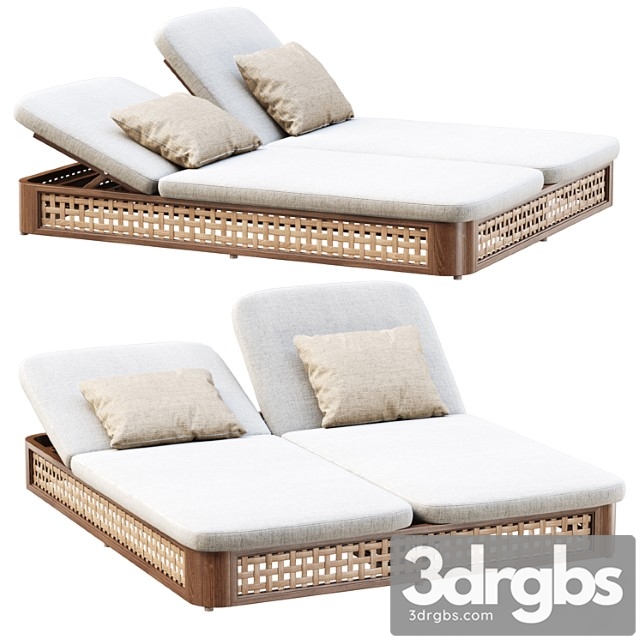 Sofia Rattan Double Chaise Lounge Shezlong 3dsmax Download - thumbnail 1