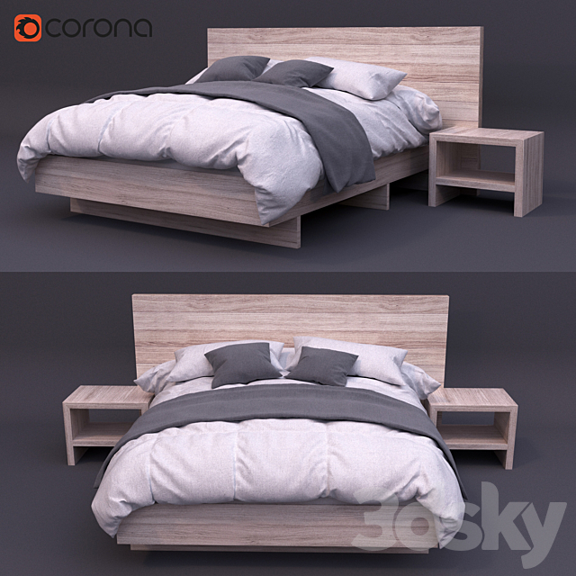 soft rustic bed 3DSMax File - thumbnail 1