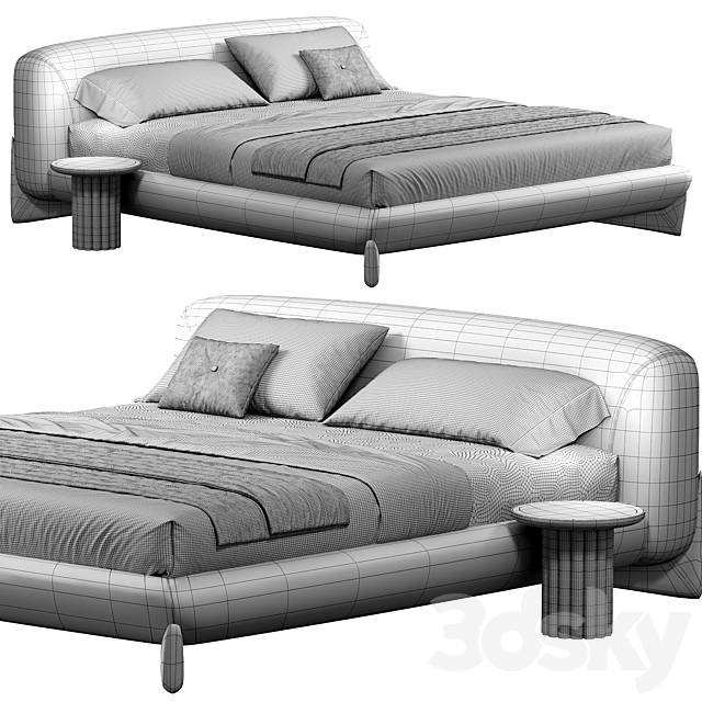 SOFTBAY Double Bed By Porada 3DS Max Model - thumbnail 6