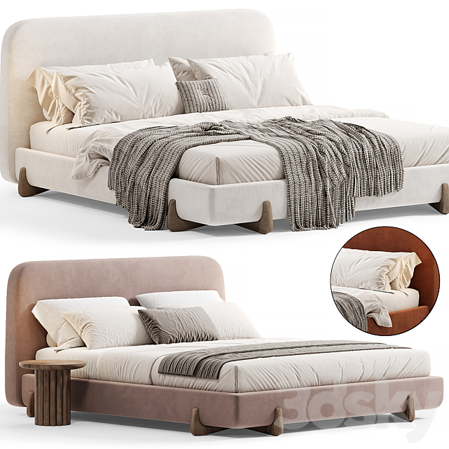 Stivale Light Brown Velvet Queen Bed By CB2 3ds Max - thumbnail 1