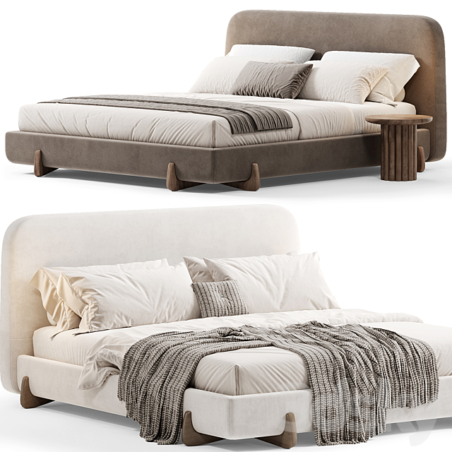 Stivale Light Brown Velvet Queen Bed By CB2 3ds Max - thumbnail 3