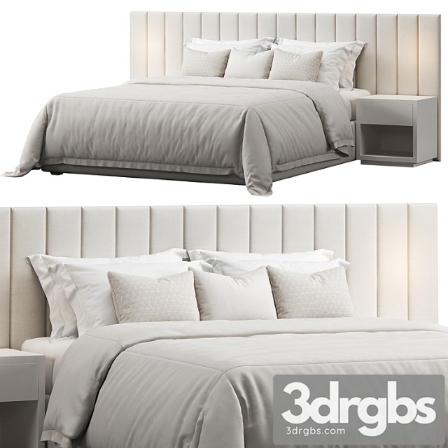 Striped Panel Headboard Bed 3dsmax Download - thumbnail 1