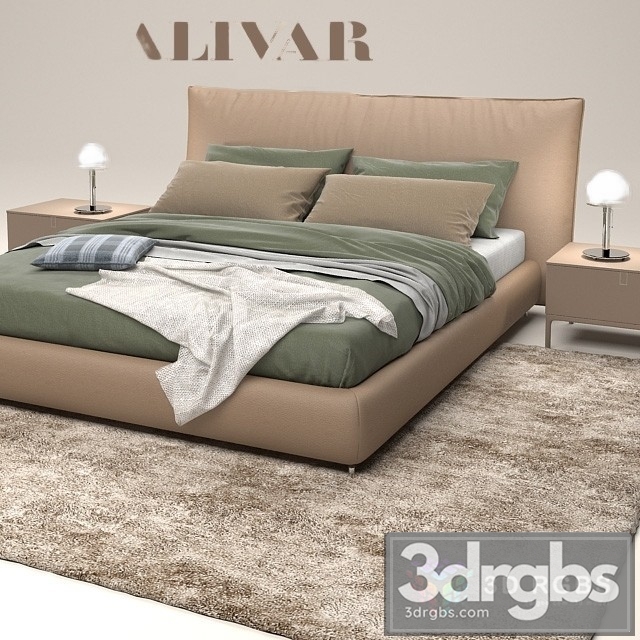 Suite Alivar Double Bed 3dsmax Download - thumbnail 1