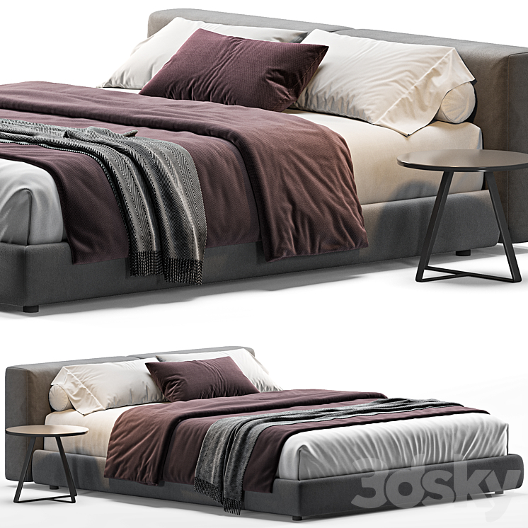 Superoblong Queen Bed By Cappellini 3DS Max Model - thumbnail 1