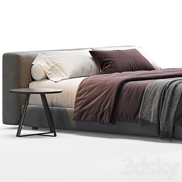 Superoblong Queen Bed By Cappellini 3DS Max Model - thumbnail 2