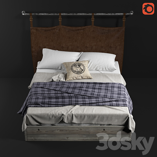 The bed in the loft 3DS Max Model - thumbnail 2