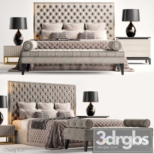 The Bed Luxury Set 01 3dsmax Download - thumbnail 1