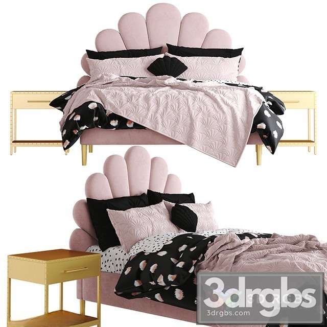 The Emily  Meritt Shell Upholstered Bed 3dsmax Download - thumbnail 1