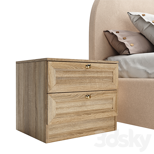 Toulouse bed and Mayer bedside table from Divan.ru 3DSMax File - thumbnail 3